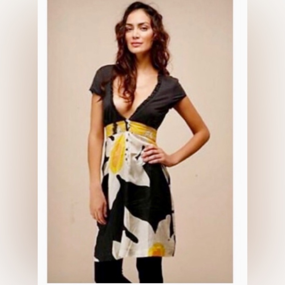 FREE PEOPLE You Are My Sunshine Silk Daisy Dress 10
